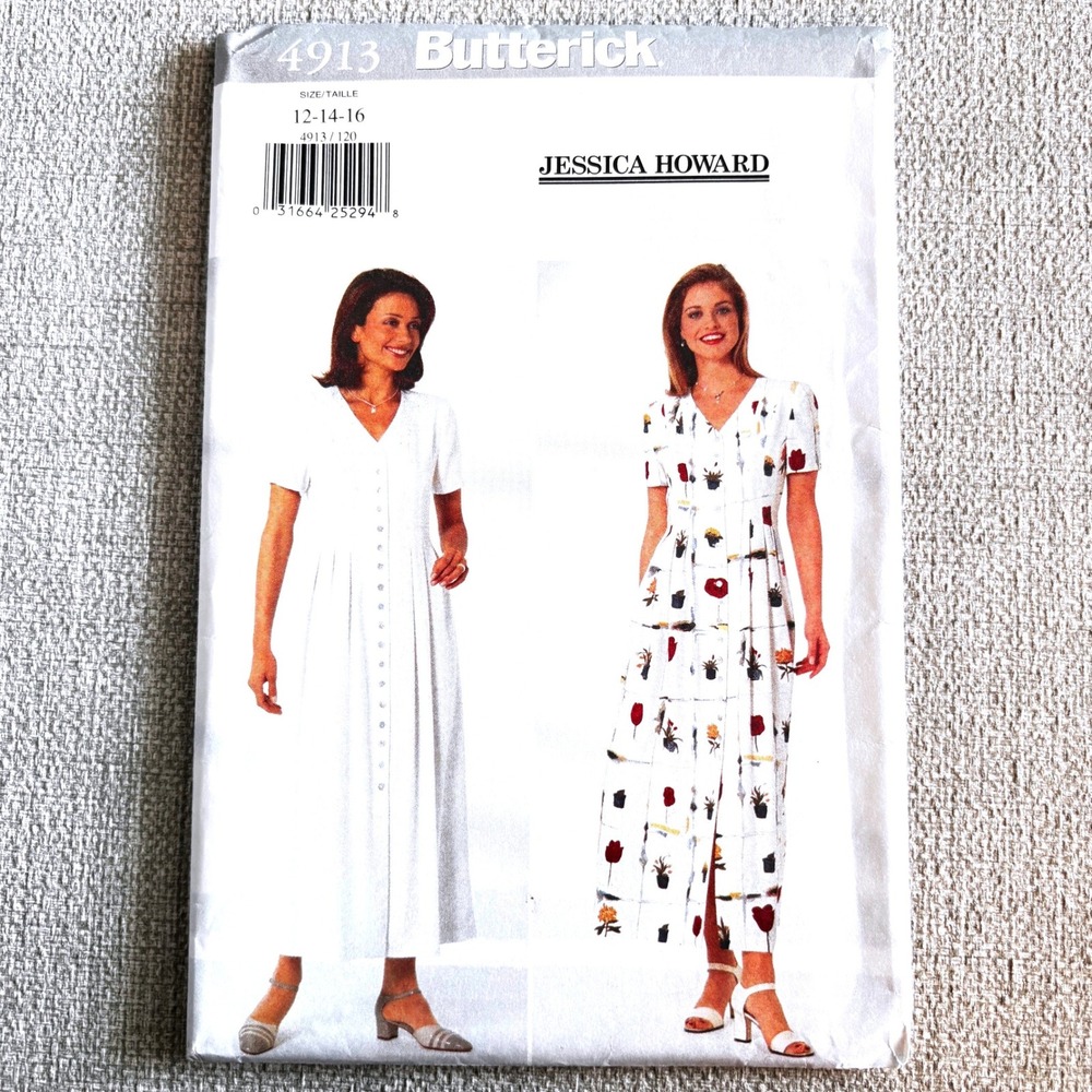 Butterick 4913 90s Minimalist Maxi Dress Sz 12-16 Whimsigoth Cottagecore Prairie
